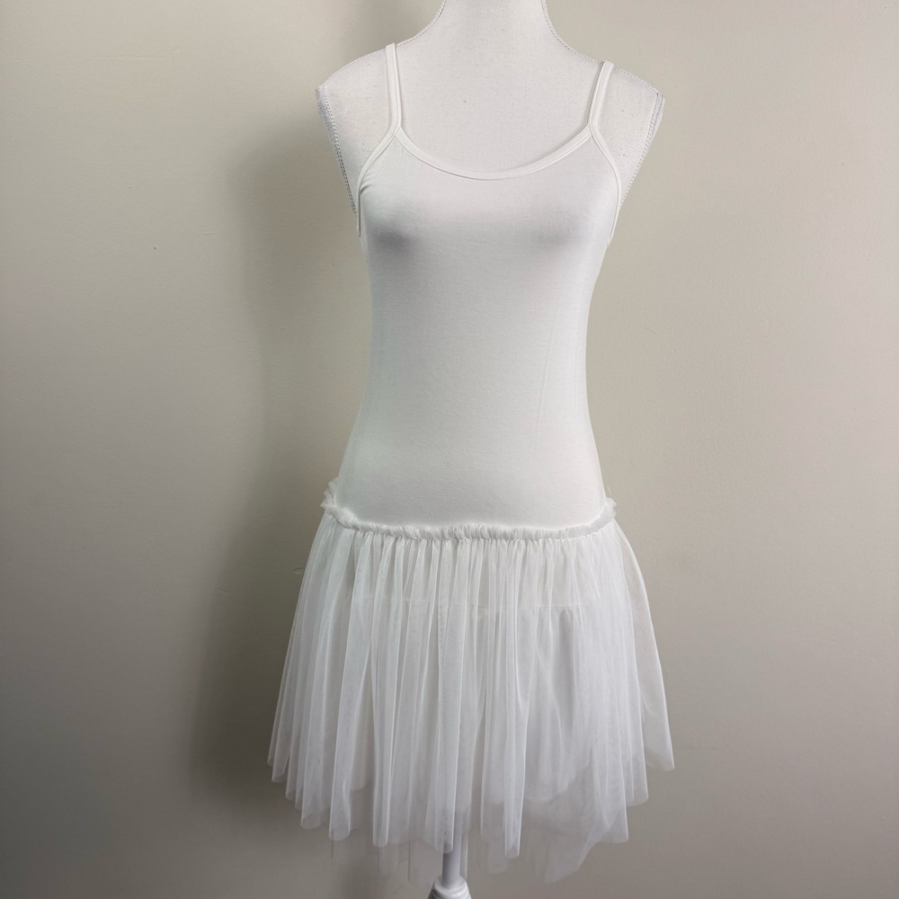 Olive des Olive White Camisole Tulle Mini Dress Adjustable Straps Size S M